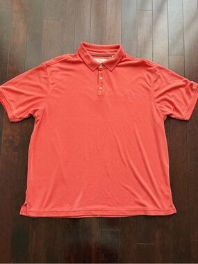 Tommy Bahama Men's Polo Shirt, Size XXL, textured Design Short Sleeve Orange